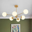 Brass Opal Glass Globe Tier Sputnik Chandelier