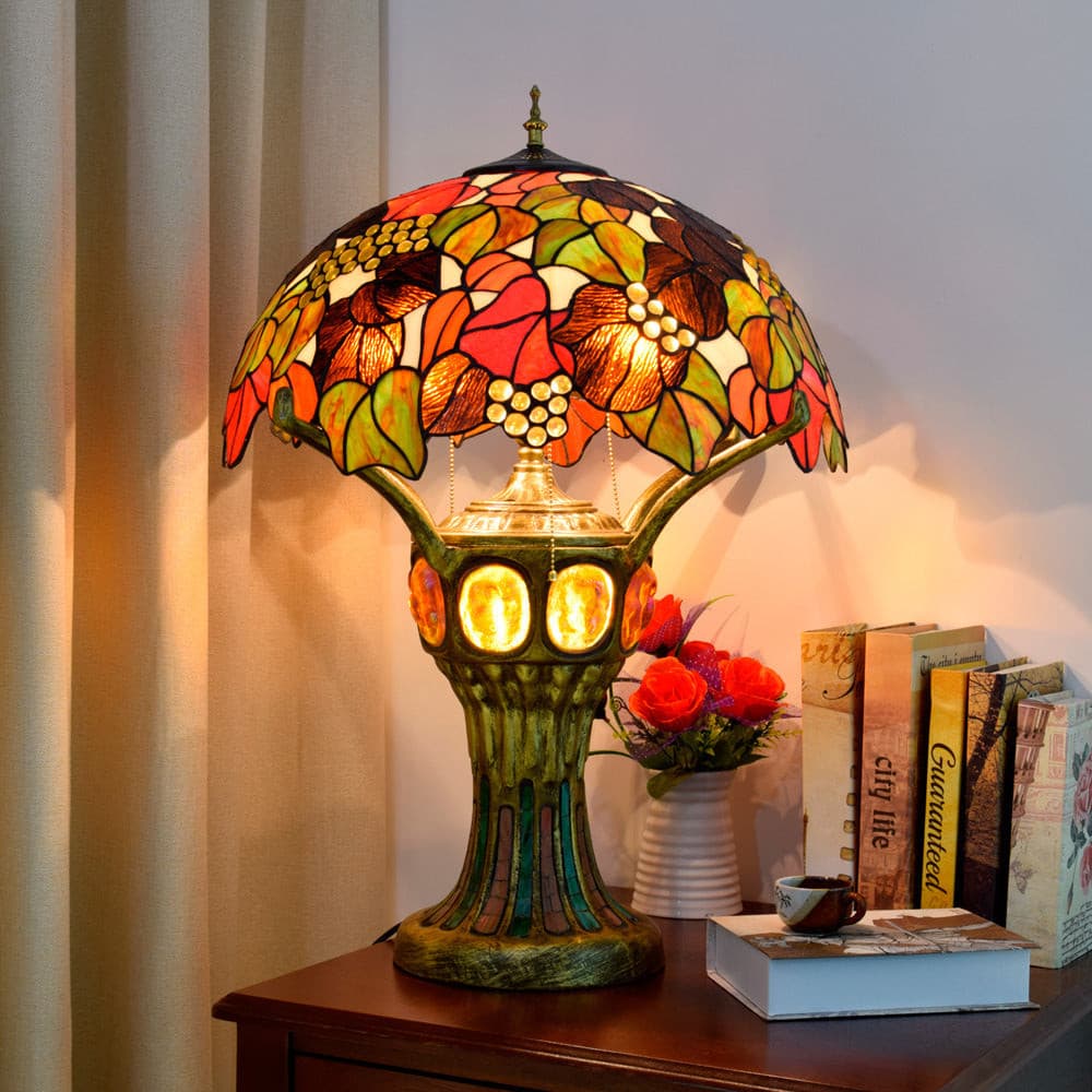 Handmade Art Nouveau stained glass lamp for bedroom decor