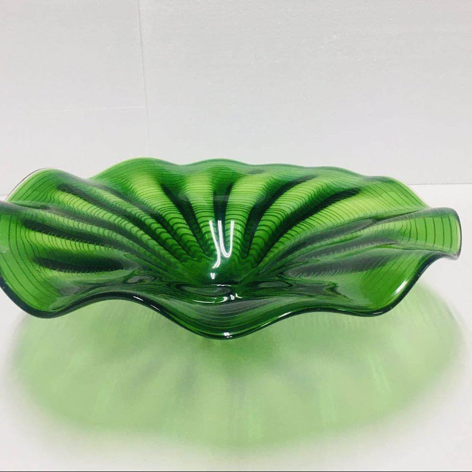 Hand Blown Murano Glass Wall Plates Green Color D12Inches
