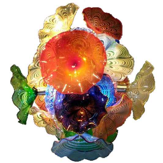 Murano Glass Plates Chandelier Multi Colors Flowers