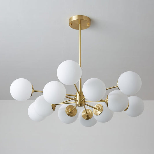 Contemporary Sputnik Chandelier Frosted Opal Glass Balls