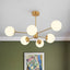 Brass Opal Glass Globe Tier Sputnik Chandelier - BeyPan