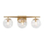 Bubbles Wall Lamp Three Lights Clear Glass Globe Shade Brass Frame - BeyPan