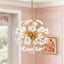 Ceramic Hoya Floral Brass Sunburst Sphere Chandelier - BeyPan