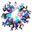 Midnight Galaxy Artisan Blown Glass Chandelier - Vibrant Blue, Crimson Red, and Crystal Clear - BeyPan