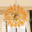 Modern Blown Glass Chandelier Golden Amber Flame Burst | Artistic Statement Lighting - BeyPan