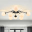 Modern Frosted Glass Bubble Globe Black Semi-Flush Mount Ceiling Light Fixture - BeyPan