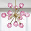 Modern Glass Chandeliers12 Light Pink Murano Art Deco Glass Sputnik Ceiling Light Fixture Gold Pendant Lighting - BeyPan
