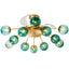 Modern Gold Retractable Ceiling Fan with Blue Glass Globes, 8-Light / 12-Light Flush Mount Fan with Remote - BeyPan