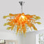 Vibrant Golden And Clear Hand Blown Glass Chandelier - Artistic Pendant Light - BeyPan