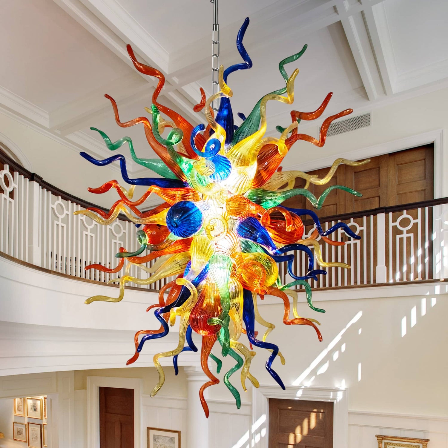 Chihuly style blown glass chandeliers