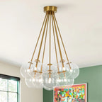 Glam Bouquet Cluster Glass Globe Bubble Chandelier Modern Gold 11-Lights Ceiling Pendant Light Fixture