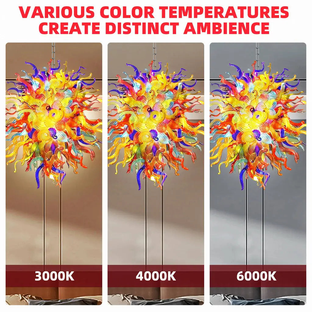 Radiant Kaleidoscope Chihuly Style Blown Glass Chandelier Hanging Glass Sculpture Art Pendant Light For Villas Staircases Zweitbild