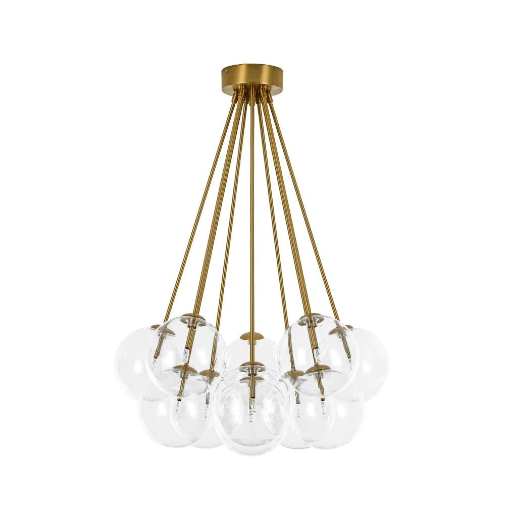 Glam Bouquet Cluster Glass Globe Bubble Chandelier Modern Gold 11-Lights Ceiling Pendant Light Fixture