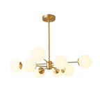 Brass Opal Glass Globe Tier Sputnik Chandelier