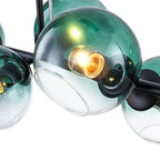 8-Light Color Tinted Glass Globe Bubble Linear Chandelier, Modern Island Pendant Light Fixture for Dining Room and Kitchen