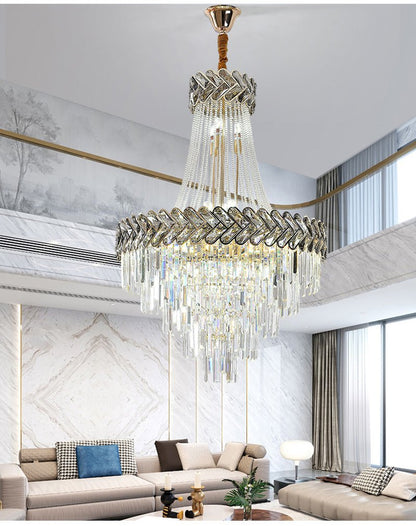 Modern Chandelier Crystal Large Size  For High Ceiling Hall