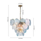Modern Glam Glass Disc Tiered Chandelier Coastal Round Disk Glass Art Pendant Light