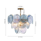 Modern Glam Glass Disc Tiered Chandelier Coastal Round Disk Glass Art Pendant Light