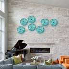 12" Hand-Blown Murano-Style Glass Wall Decor - Mint Teal Flower Plate - BeyPan