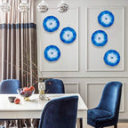 12" Murano Style Glass Wall Art - Deep Blue & White Rippling Decor Plate - BeyPan
