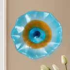 Hand Bowls Glass Cyan Blue Murano Art Glass Wall Decor Plate D12inches