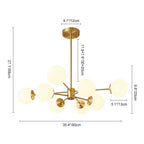 Brass Opal Glass Globe Tier Sputnik Chandelier