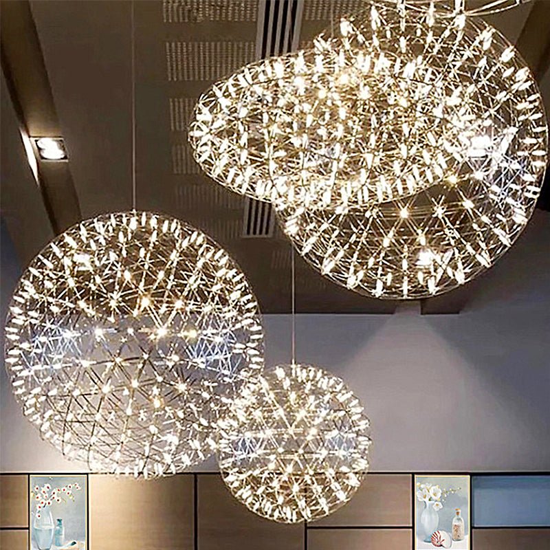 Modern Knob switch LED Sparkle Firework Sphere Hanging Lightings