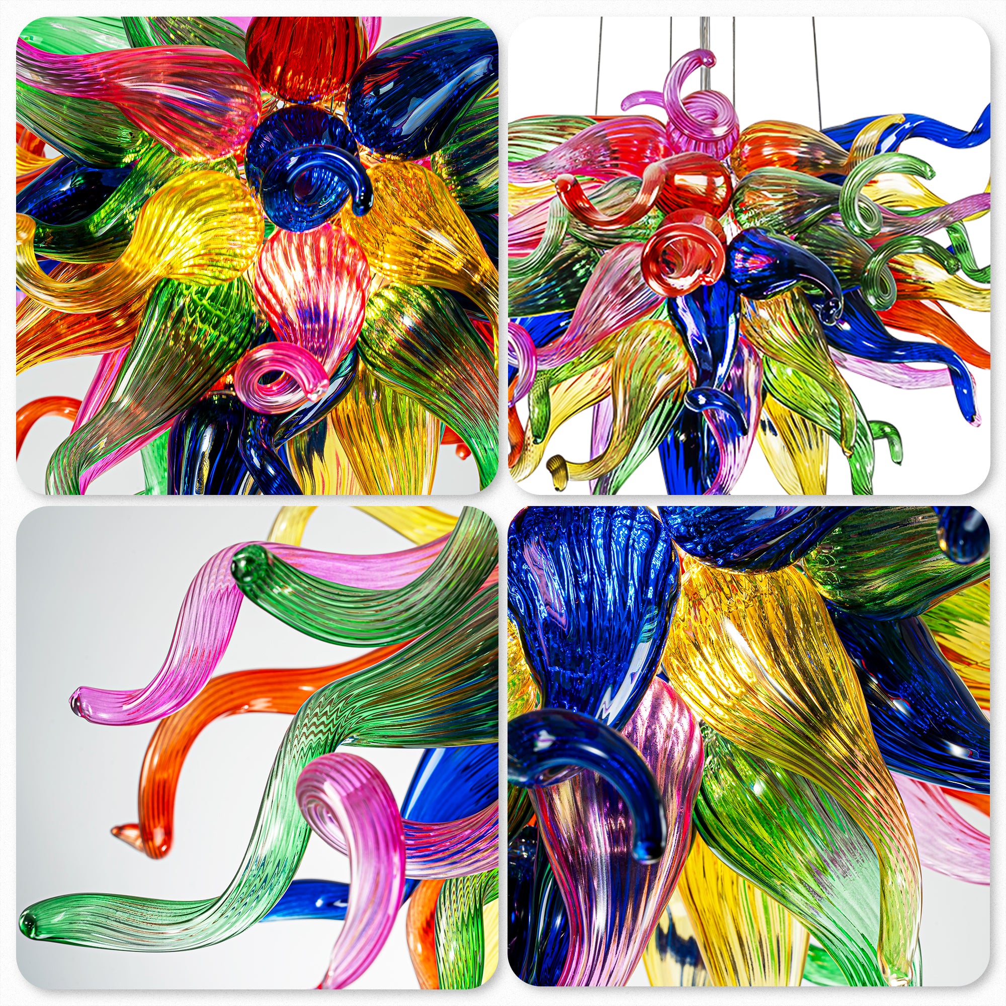 Chihly Style Vibrant Multi Colors Hand Blown Glass Chandelier Art Glass Pendant Hanging Light