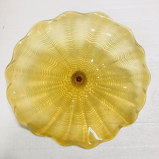 Hand Blown Murano Glass Wall Plates Yellow Color D12Inches
