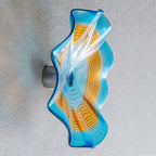 Hand Bowls Glass Cyan Blue Murano Art Glass Wall Decor Plate D12inches