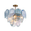 Modern Glam Glass Disc Tiered Chandelier Coastal Round Disk Glass Art Pendant Light