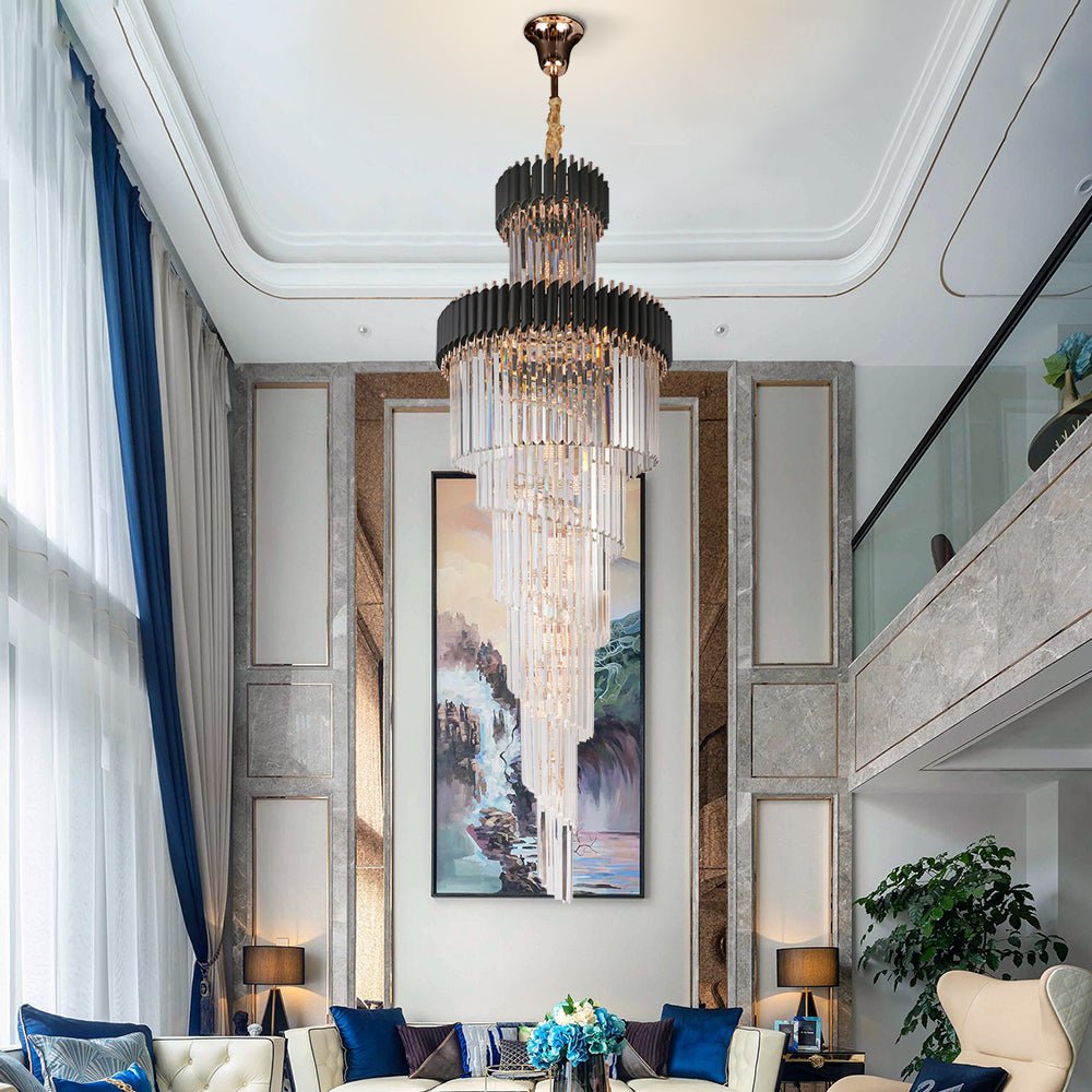 Luxury Modern Tiers Chandelier Large Size Crystal Pendants Living Room Hotel