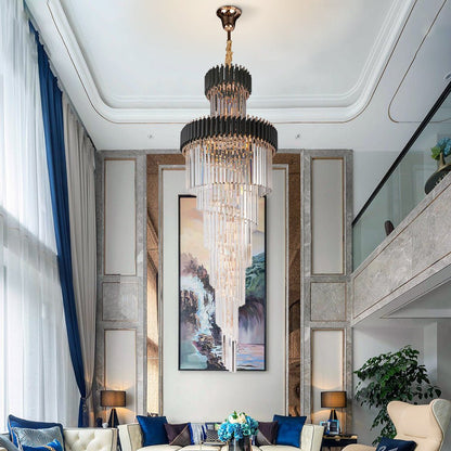 Luxury Modern Tiers Chandelier Large Size Crystal Pendants Living Room Hotel