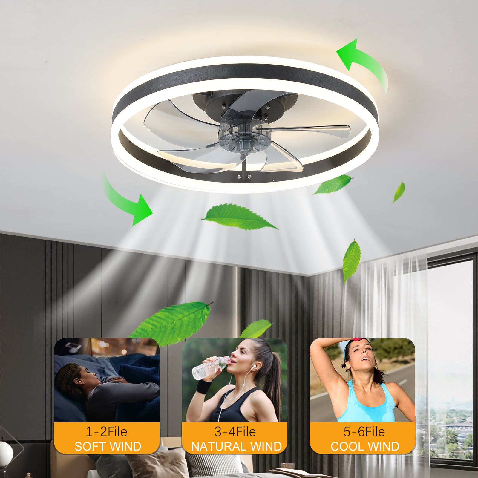 19.7 in. White Dimmable LED Downrod Mount Standard Ceiling Fan with Remote Control, 6 Adjustable Wind Speeds