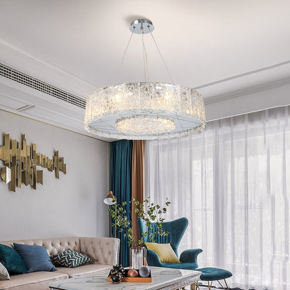 Modern Stainless steel Clear Glass Chandelier For Living Room