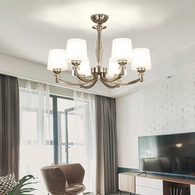 Modern Nordic Style Silver Iron Frosted Glass chandelier For Dining Room