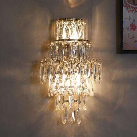 Wall Light Chrome Iron Crystal Pendants Multi Layers-Longree