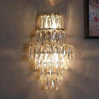 Wall Light Chrome Iron Crystal Pendants Multi Layers-Longree