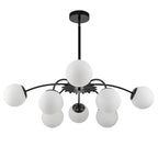Modern Bubble Globe Chandelier – Black Frame Frosted Glass Pendant Ceiling Light