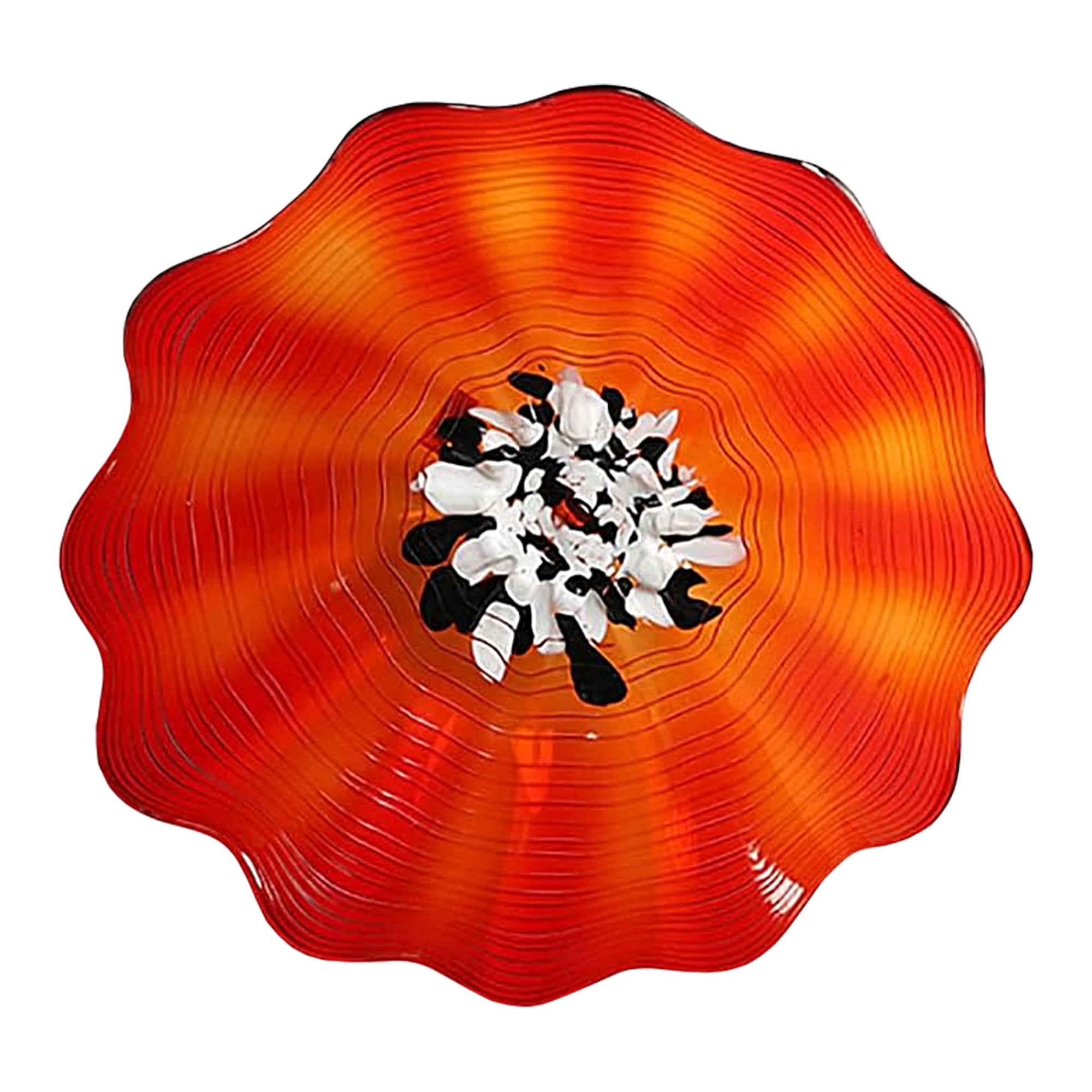 Hand Bowls Glass Deep Orange Murano Art Glass Wall Decor Plate D12inches
