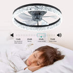 20 in. Indoor Black Ceiling Fans with Lights and Remote, 6CCT Dimmable Low Profile Ceiling Fan with Light