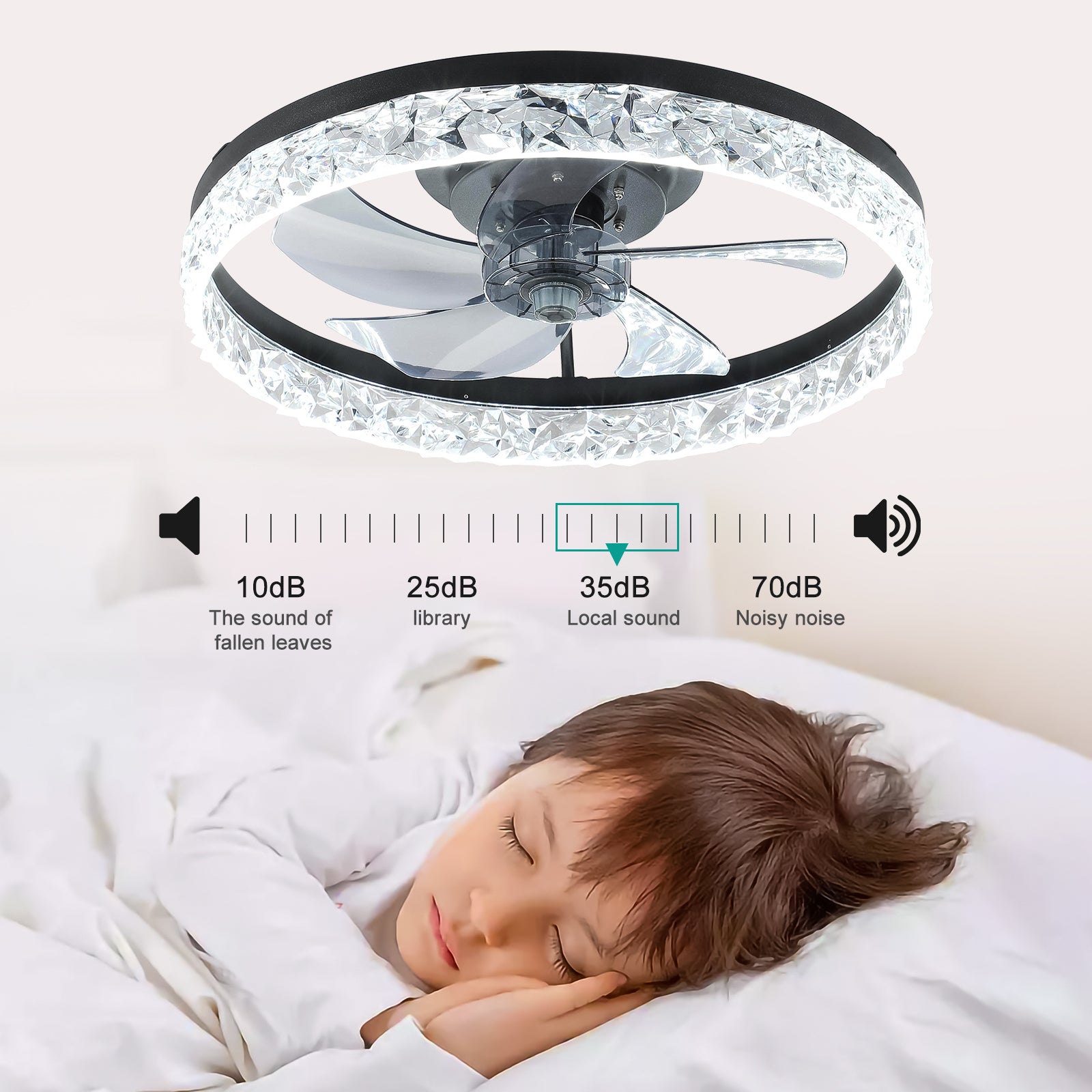 20 in. Indoor Black Ceiling Fans with Lights and Remote, 6CCT Dimmable Low Profile Ceiling Fan with Light