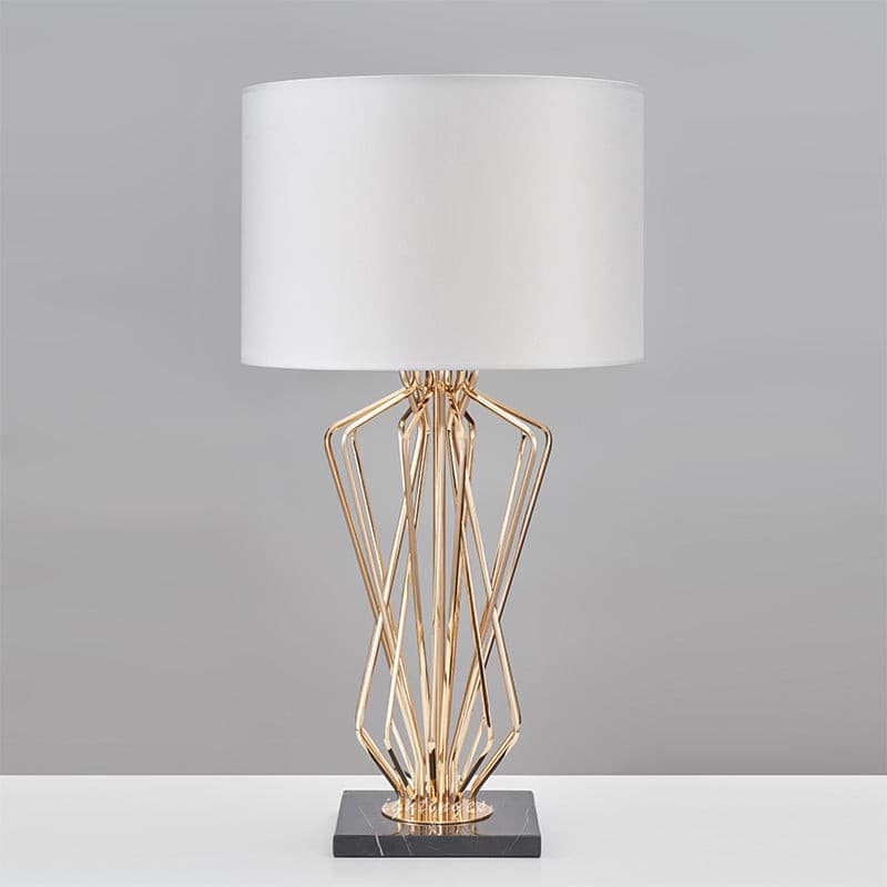 Table Lamps Black Marble Base Golden Frame Bedroom Bedside OEM