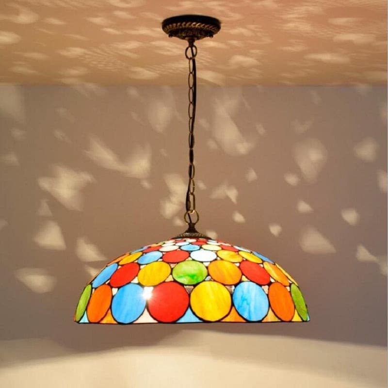 Pendant Light Retro Tiffany Style Stained Glass Hanging Lamps