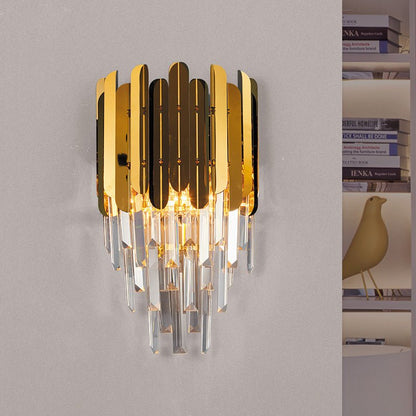 Modern Brass Steel Crystal Pendants Wall Sconce for study