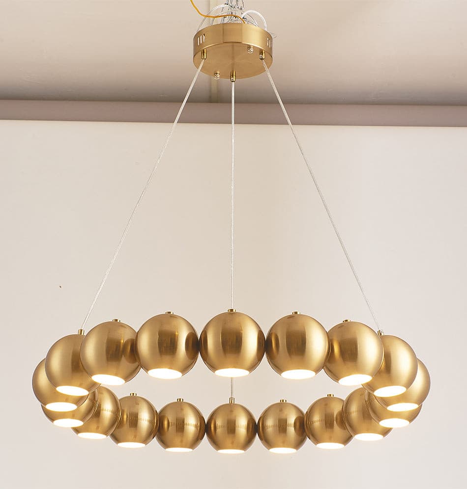 Modern Chandelier LED Golden Lanterns Metal Acrylic Suspension Lamps