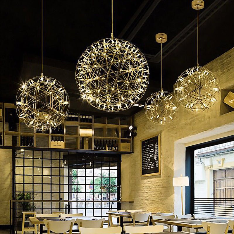 Modern Knob switch LED Sparkle Firework Sphere Chandelier For Living Room