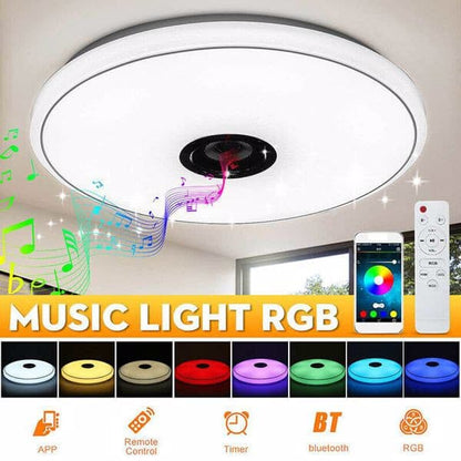 LED Ceiling Light Music RGB bluetooth Speaker Lamp Dimmable W/Smart Remote