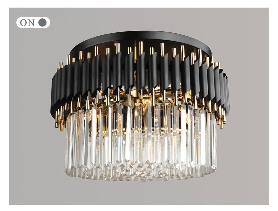 Modern Chandelier Black Coated Stainless steel Crystal Sticks-Longree
